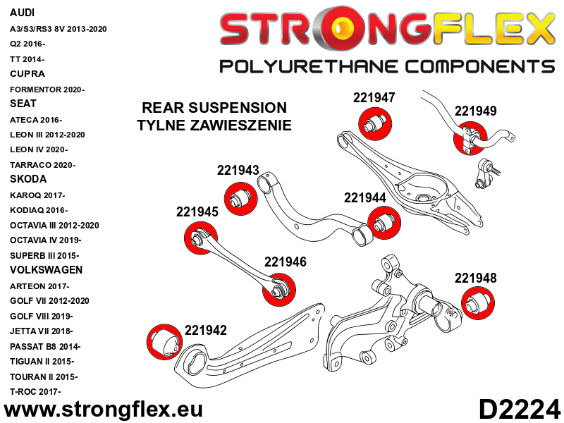 221946A: Rear track rod outer bush SPORT