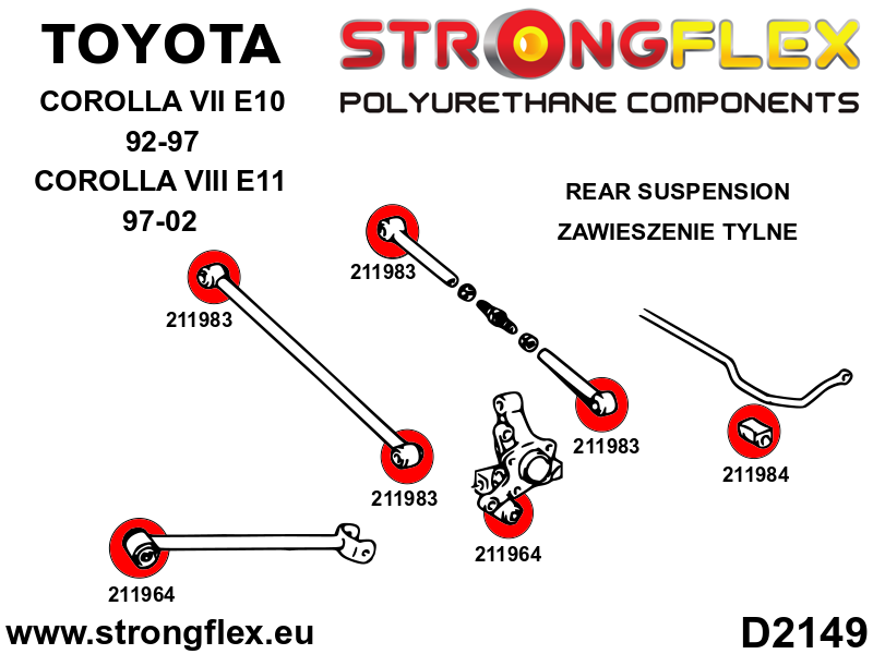 216276B: Rear suspension bush kit