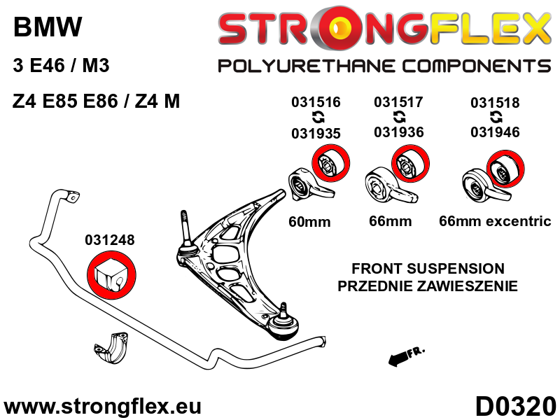 031518B: Front lower arm bush 66mm - excentric