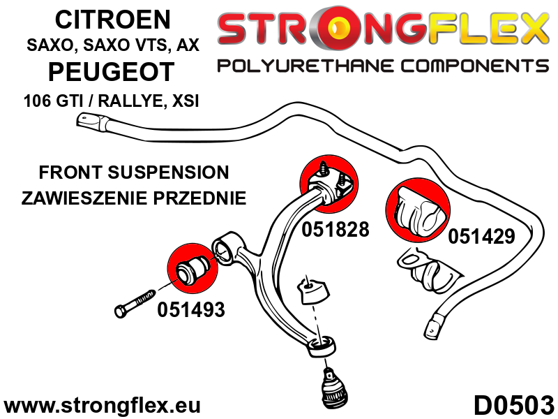 056005A: Front suspension bush kit SPORT