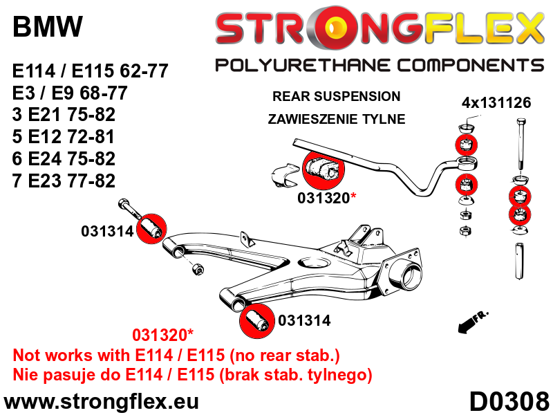 036125B: Rear suspension bush kit