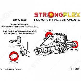 Strongflex diff ophang bussen E36 3 stuks