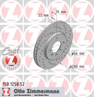 Voorzijde geperforeerde remschijven Zimmermann E30 325i