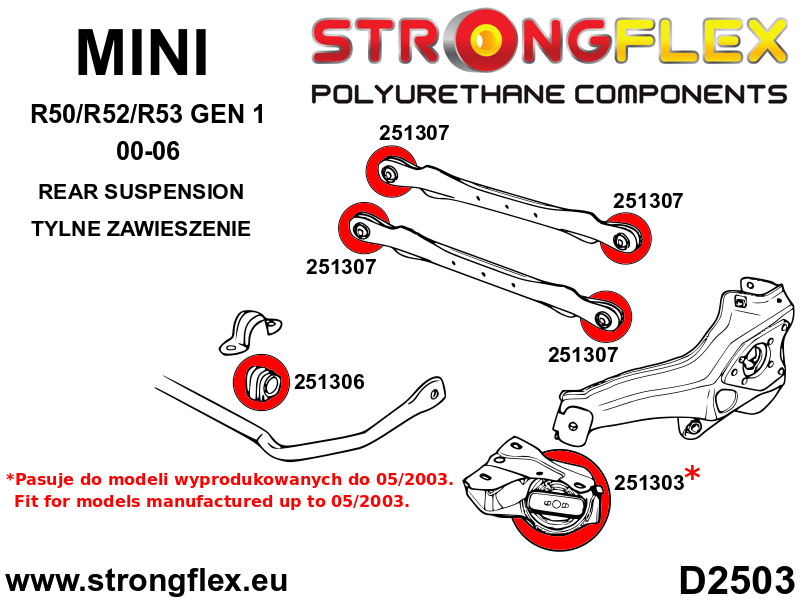 251303A: Rear trailing arm bush 80mm SPORT