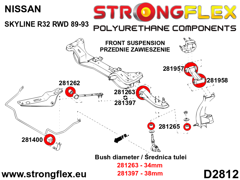 286209A: Front suspension bush kit SPORT