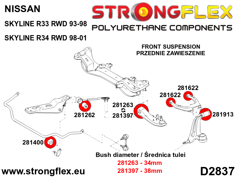 286211A: Front suspension bush kit SPORT