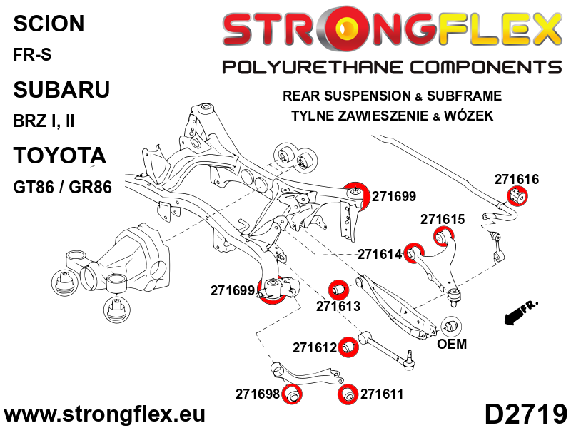 276243A: Rear subframe bush kit SPORT