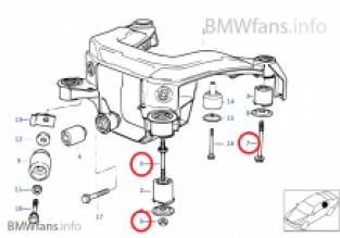 E36 Subframe bouten set