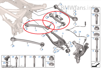 M2, M3, M4 Achter dwars draagarm boven