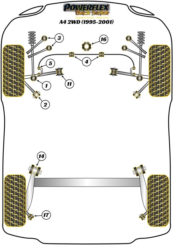 Voorste stabilisatorstangbus 26,8 mm A4 / S4 / RS4, A5 / S5 / RS5, A6 / S6 / RS6, A7 / S7 / RS7, A8 / S8, Superb Models, Passat Models, straat