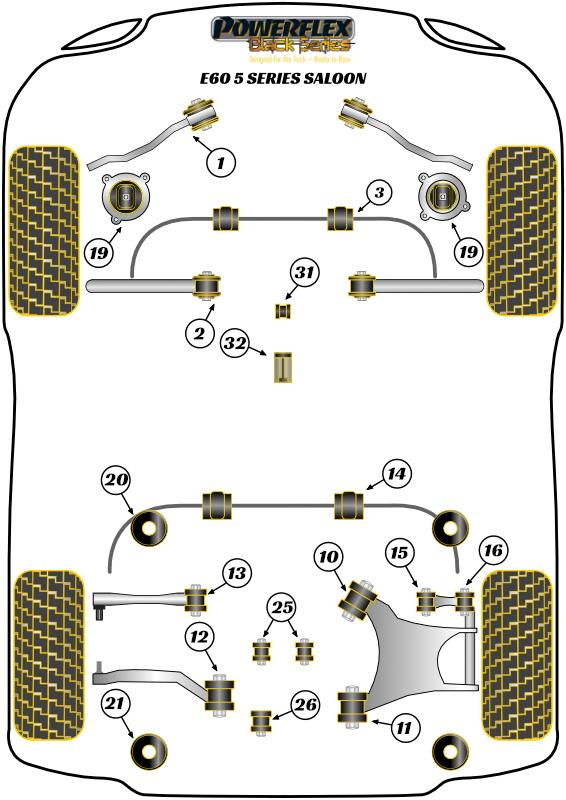 Achterste stabilisatorstangbus 18 mm 5 Series, 6 Series, straat