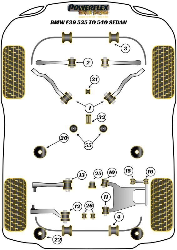 Montagebus stabilisatorstang voorzijde 22,5 mm 5 Series, 7 Series, black