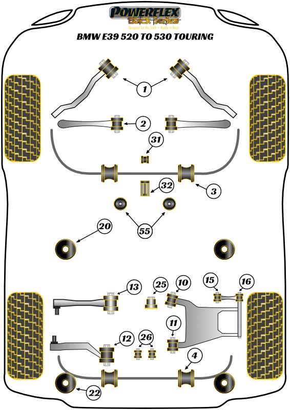 Inzetstuk voor montagebus achtersubframe 5 Series, black