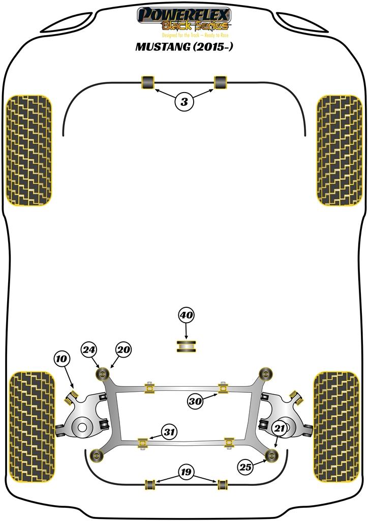 Achterste stabilisatorstangbus 22 mm Mustang, black