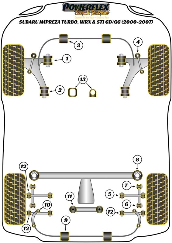 Achterste stabilisatorstang tot chassisbus 14 mm Impreza, Legacy, Outback, straat