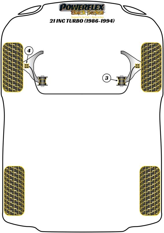 Voorste stabilisatorstangbus 25 mm 21 inc Turbo, straat