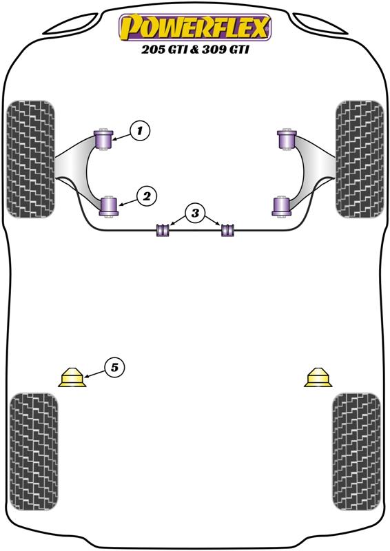 Stabilisatorstangbus 22 mm 205 GTi, 309 inc GTI, black