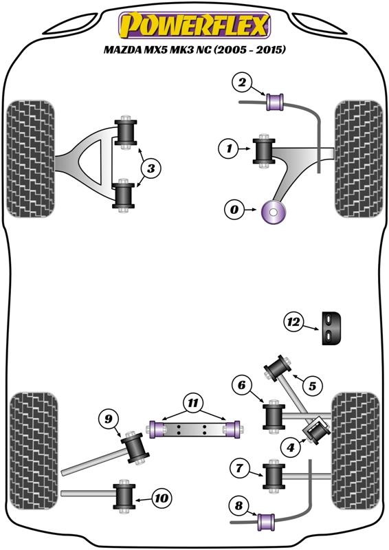 Achterdiff-dragersteunbus MX-5, Miata, Eunos, RX-8, black