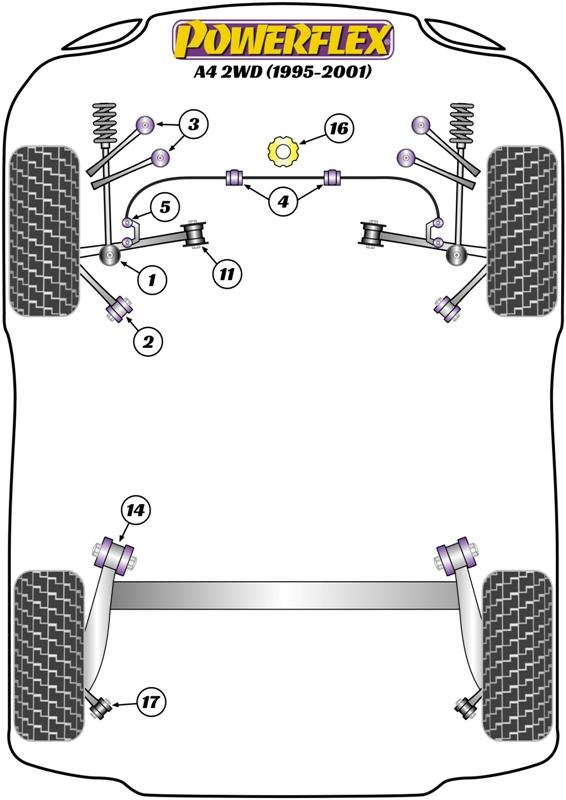 Voorste stabilisatorstangbus 26,8 mm A4 / S4 / RS4, A5 / S5 / RS5, A6 / S6 / RS6, A7 / S7 / RS7, A8 / S8, Superb Models, Passat Models, straat