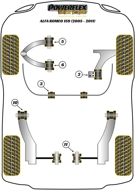 Stabilisatorstang zijdelingse steunklemmen 21-22 mm 159, Brera 939, Spider 939, Roll Bar Lateral Support Clamps, straat