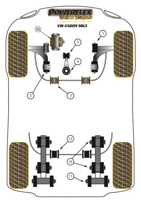 Montagebus stabilisatorstang achter 20 mm Caddy Models, straat