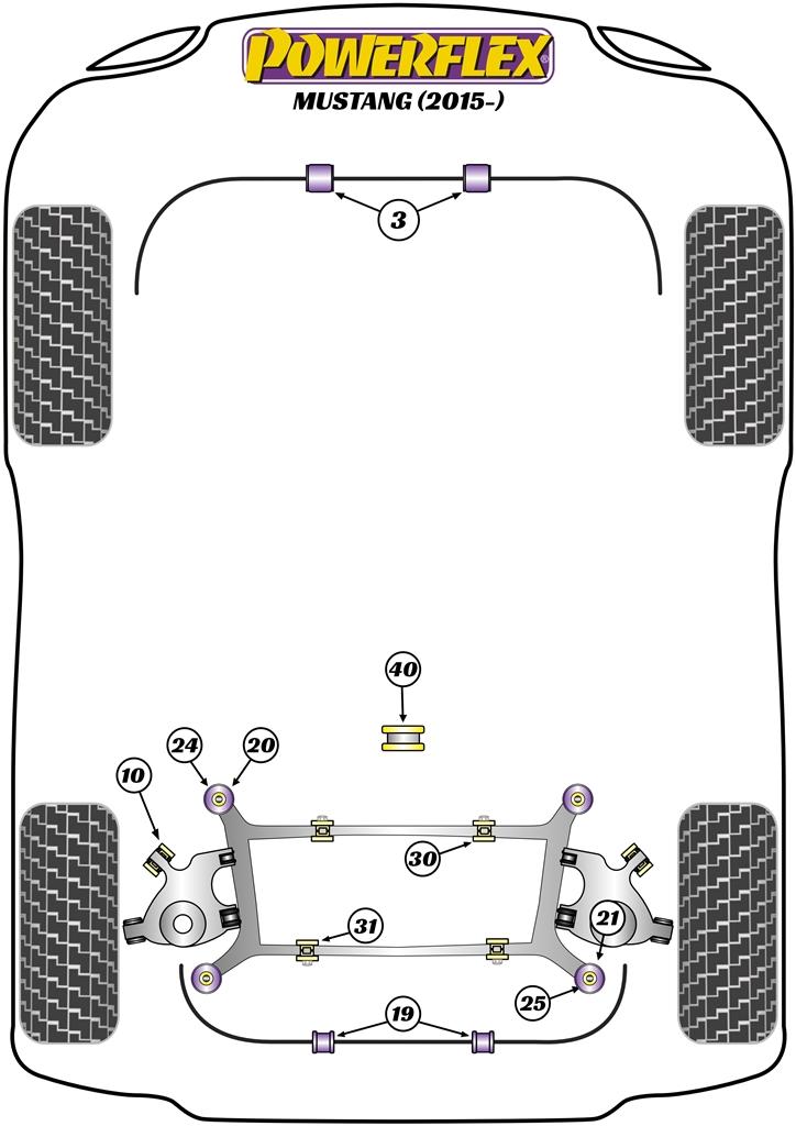 Achterste stabilisatorstangbus 22 mm Mustang, black