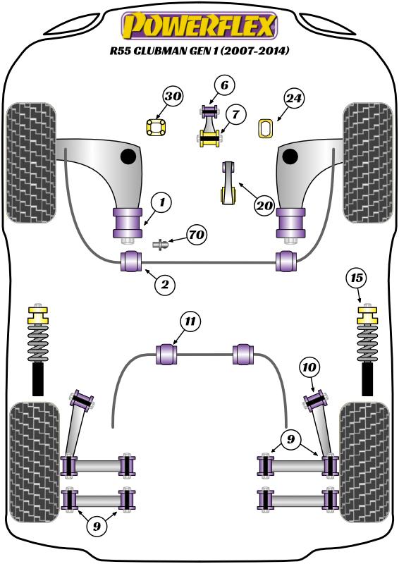 Inzetstuk bovenste motorsteun (diesel) R55 Clubman Gen 1, R56/57 Gen 2, R58 Coupe, R59 Roadster, R60 Countryman Gen 1, R61 Paceman, straat