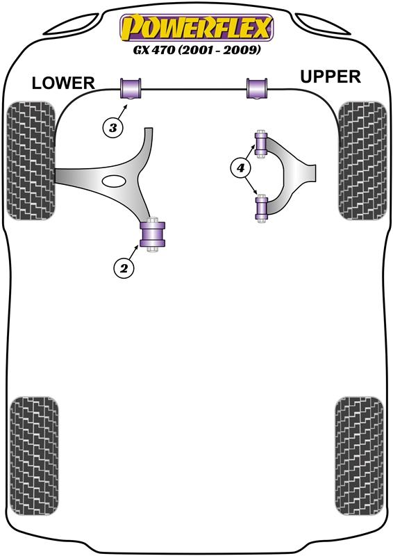 Voorste onderarm achterste bus 14 mm GX 470 (2002 - 2009), 4Runner Mk4 (2002 - 2009), FJ Cruiser, Fortuner Mk1, Hilux Models, Land Cruiser Prado J120, Tacoma Mk2, straat