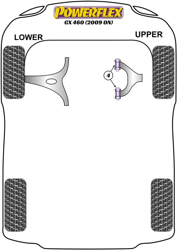 Voorste bovenste draagarmbus GX 460 (2009 on), GX 470 (2002 - 2009), 4Runner Mk4 (2002 - 2009), 4Runner Mk5 (2009 - ), FJ Cruiser, Fortuner Mk1, Fortuner Mk2, Hilux Models, Innova Mk2, Land Cruiser Prado J120, Land Cruiser Prado J150, Tacoma Mk2, straat