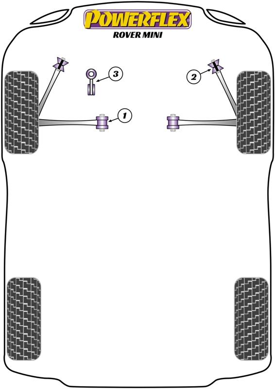 Montagekit voor subframe achter (tot 1976) Mini, straat