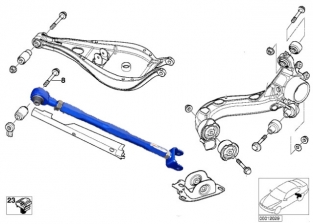 Instelbare camber arm achterzijde staal (rubber bus)