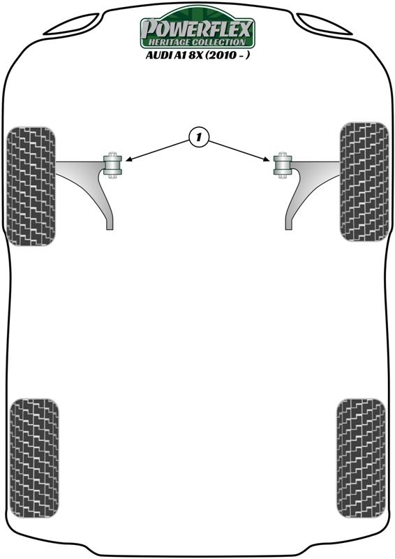 Voorste veerpoot topgemonteerde busring A1 / S1, A3 / S3 / RS3, TT Models, Ibiza Models, Leon Models, Mii, Toledo, Citigo, Fabia Models, Octavia, Rapid, Roomster Models, Beetle Models, Bora Models, Golf, Jetta Models, Polo, Up! inc. GTI, straat