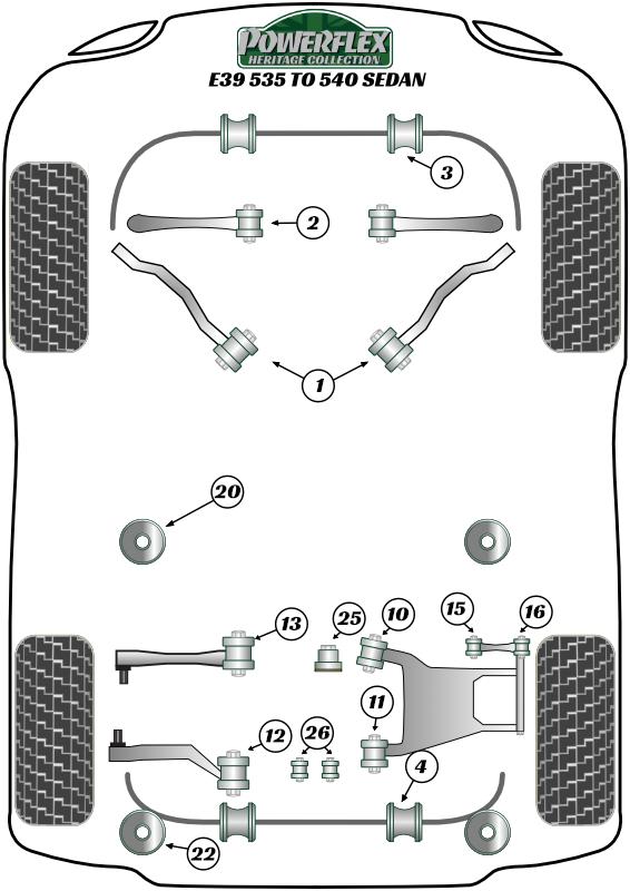 Montagebus stabilisatorstang voorzijde 22,5 mm 5 Series, 7 Series, black