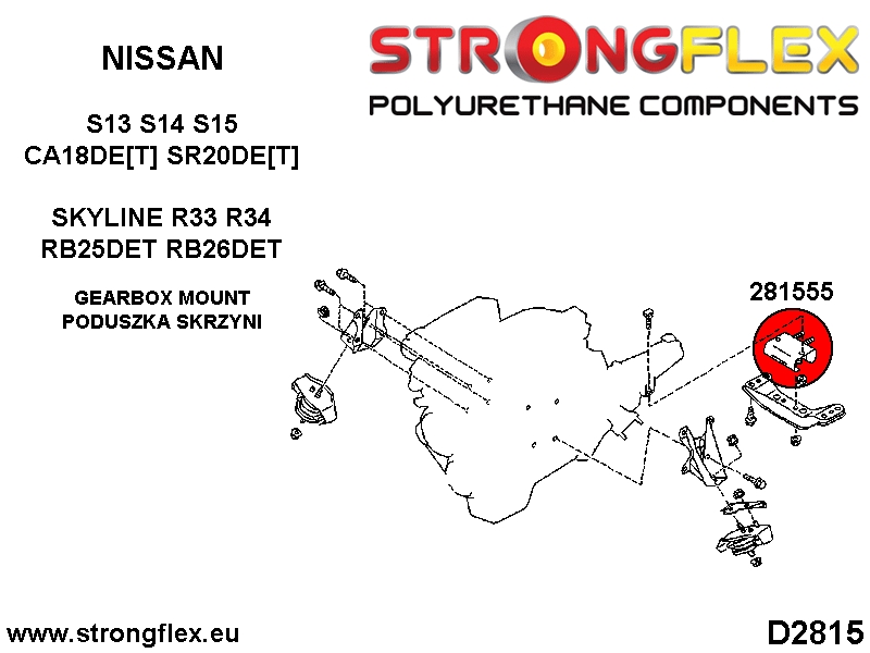 281555B: Versnellingsbaksteun NISSAN