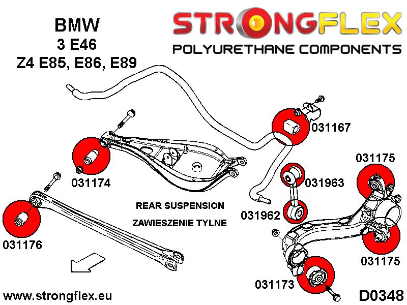 036048B: Rear suspension bush kit