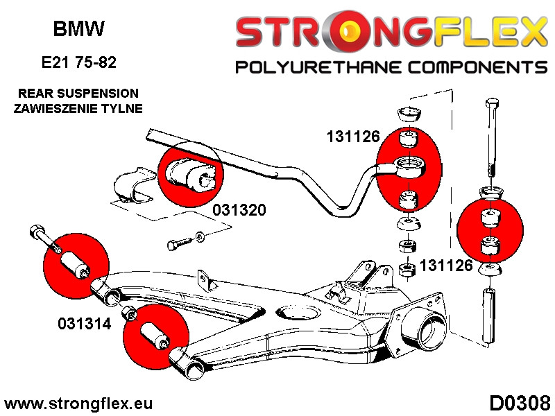 031320A: achterste stabilisatorstangbus SPORT