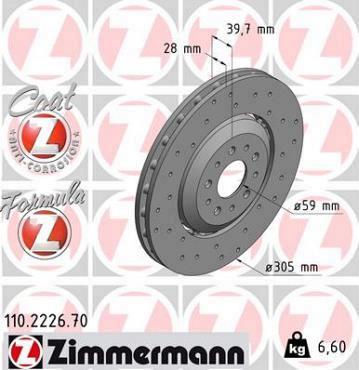 Zimmermann remschijf Formula Z vooras 4C SPIDER  1.8  4C  1.8