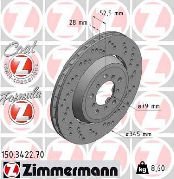 Zimmermann remschijf Formula Z vooras rechts 3 Coupe  M3 CS, CSL, Z4M