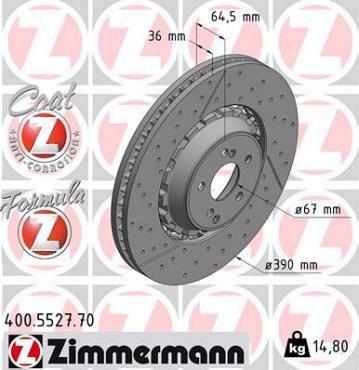 Zimmermann remschijf Formula Z vooras C-KLASSE x205 C63 C63s