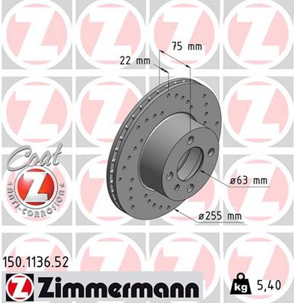 Set van 2 voorzijde geperforeerde remschijven Zimmermann E21