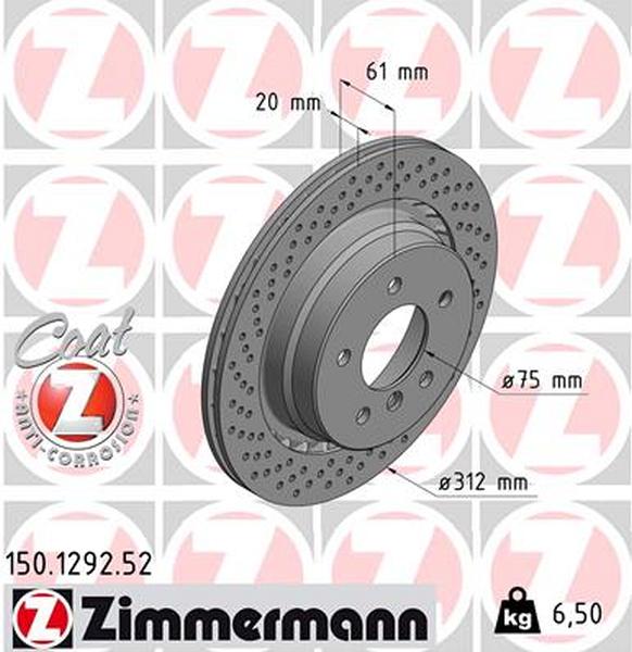 Achterzijde geperforeerde remschijven Zimmermann E36 M3/Z3M