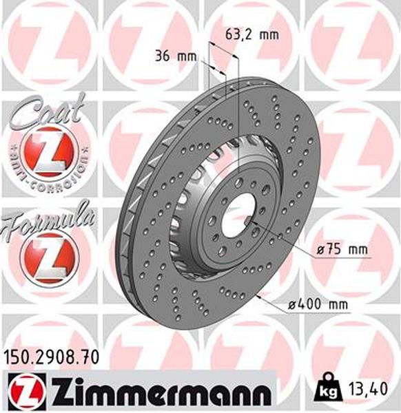 Zimmermann remschijf Formula Z vooras rechts F10-F13 M5 en M6(GC)