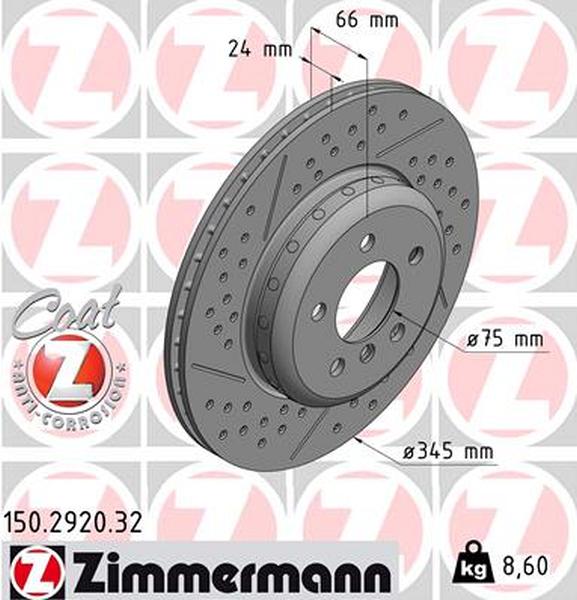 Achterzijde geperforeerde remschijven Zimmermann 345mm F20-23, F30 (set 2stuks)