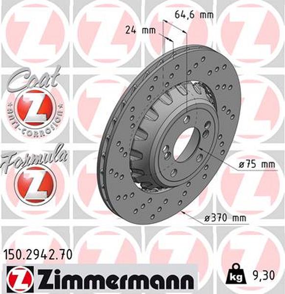 Zimmermann remschijf Formula Z achteras links 3  M3 CS 3  M3 Competition 3  M3 2 Coupe  M2 Competition 2 Coupe  M2