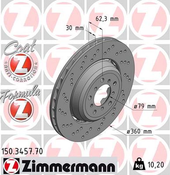 Zimmermann remschijf Formula Z vooras links 3 Coupe  M GTS 3 Coupe  M3 Cabriolet  M3  M3 1 Coupe  M