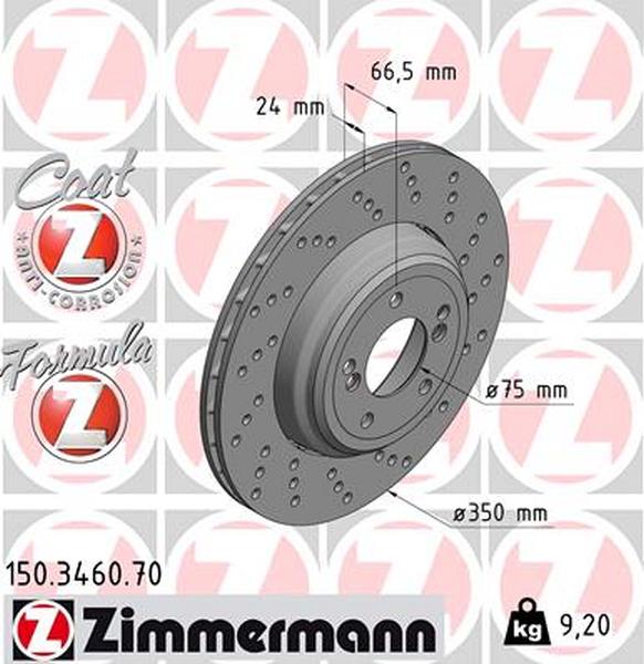 Zimmermann remschijf Formula Z achteras rechts 3 Coupe  M GTS 3 Coupe  M3 Cabriolet  M3  M3 1 Coupe  M