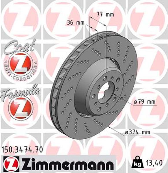 Zimmermann remschijf Formula Z vooras rechts B6 Coupe  4.4 B6 Coupe  4.4