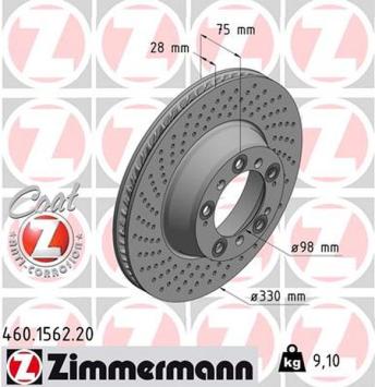 Achteras geperforeerde remschijven Zimmermann 911 996/997/991 330x28mm